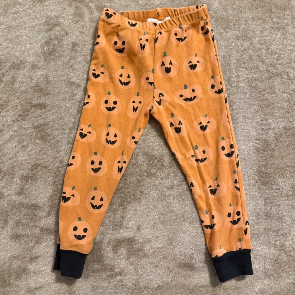 Pottery Barn Kids Pumpkin Organic Cotton Pajama Set Orange Black Toddler 2T